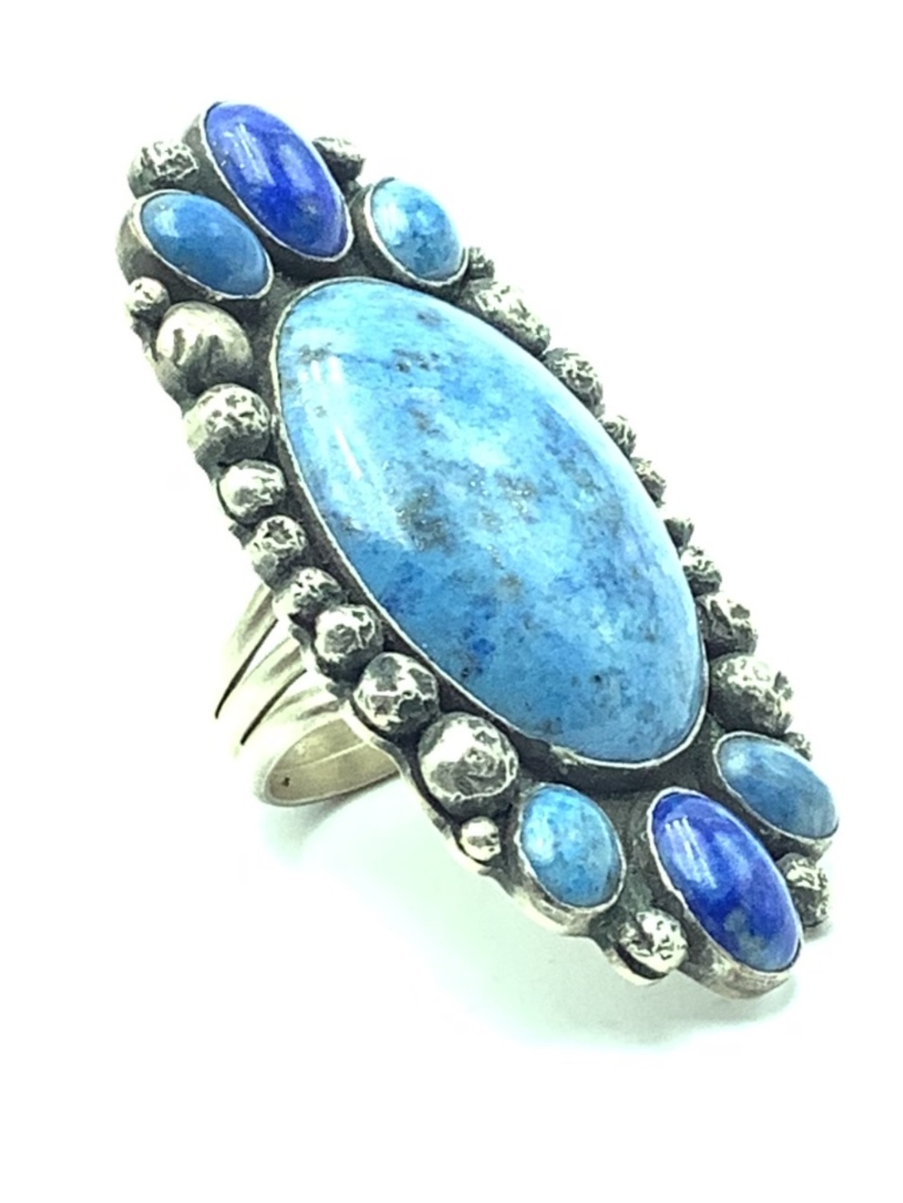 PCS Sterling Silver Large Oval Lapis Ring Size: 11